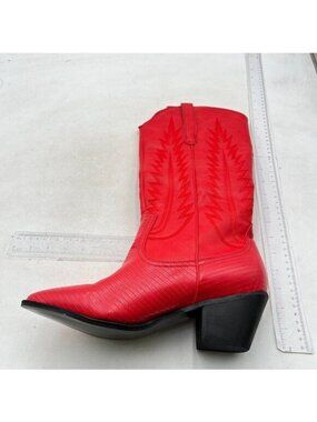 Women Cowboy Boots Western Cowgirl Boots Pointy Toe Ankle Boots Short Boots Red